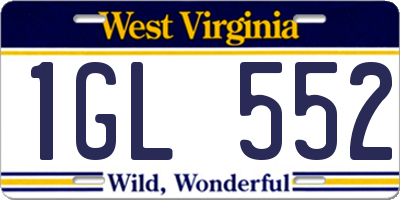 WV license plate 1GL552