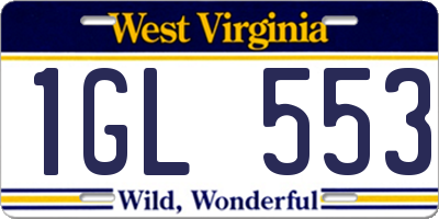 WV license plate 1GL553