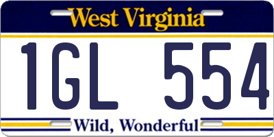 WV license plate 1GL554