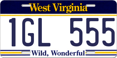 WV license plate 1GL555