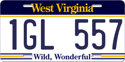 WV license plate 1GL557