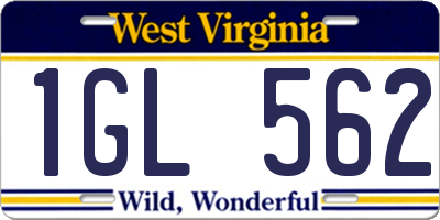 WV license plate 1GL562