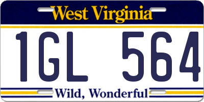 WV license plate 1GL564