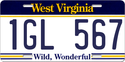 WV license plate 1GL567