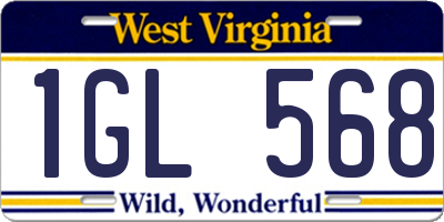 WV license plate 1GL568