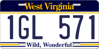 WV license plate 1GL571