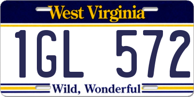 WV license plate 1GL572
