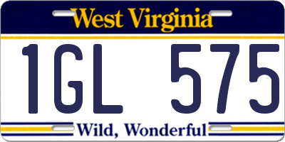 WV license plate 1GL575
