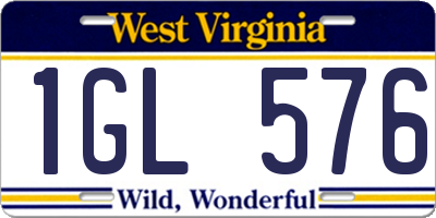 WV license plate 1GL576