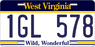 WV license plate 1GL578