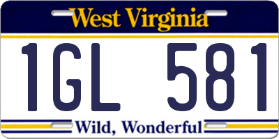 WV license plate 1GL581