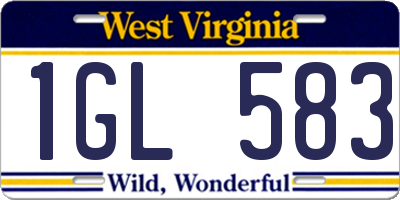 WV license plate 1GL583