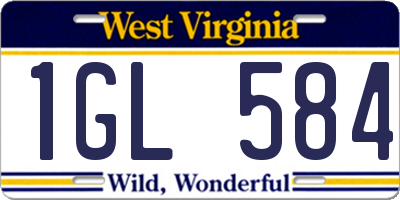 WV license plate 1GL584