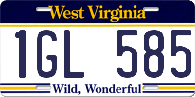 WV license plate 1GL585