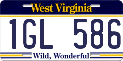 WV license plate 1GL586