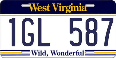 WV license plate 1GL587