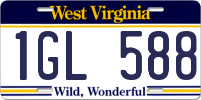 WV license plate 1GL588