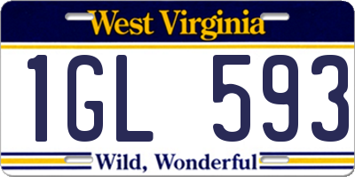 WV license plate 1GL593