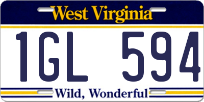 WV license plate 1GL594
