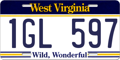 WV license plate 1GL597