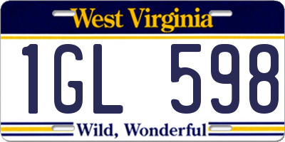 WV license plate 1GL598