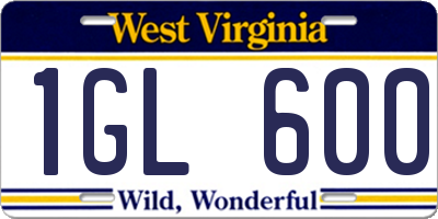 WV license plate 1GL600