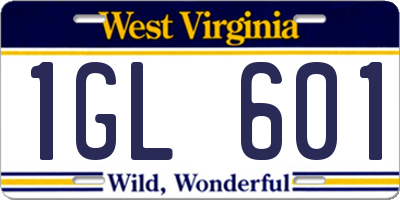 WV license plate 1GL601