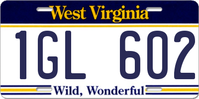 WV license plate 1GL602