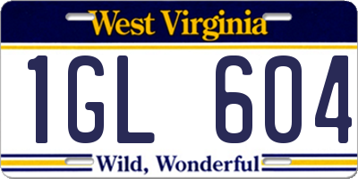 WV license plate 1GL604