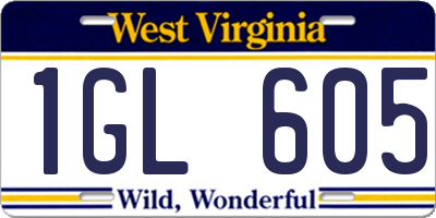WV license plate 1GL605