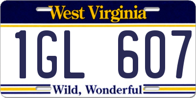 WV license plate 1GL607