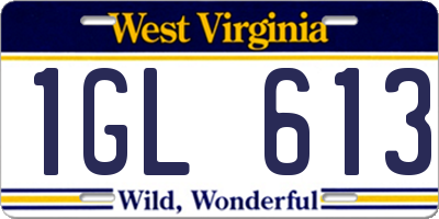 WV license plate 1GL613