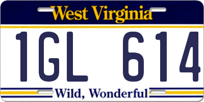 WV license plate 1GL614