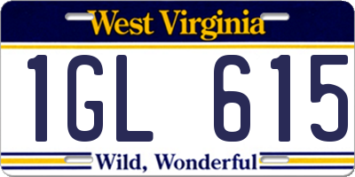 WV license plate 1GL615