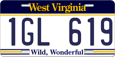WV license plate 1GL619