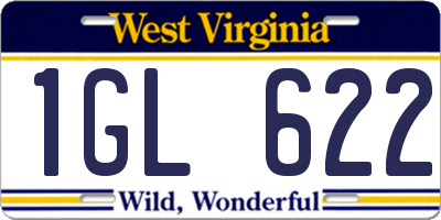WV license plate 1GL622