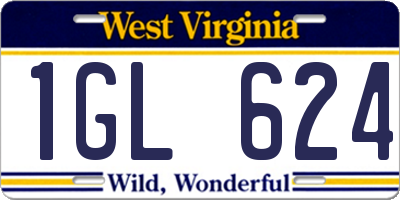 WV license plate 1GL624
