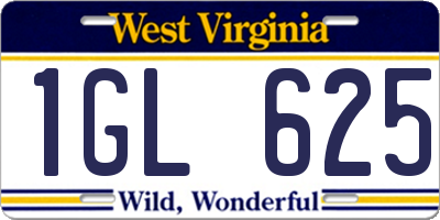 WV license plate 1GL625
