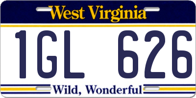 WV license plate 1GL626