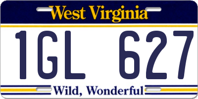 WV license plate 1GL627