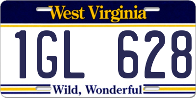 WV license plate 1GL628