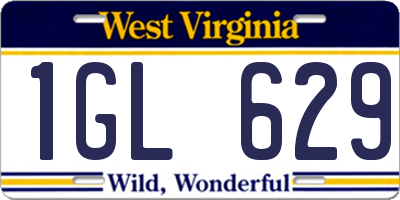 WV license plate 1GL629