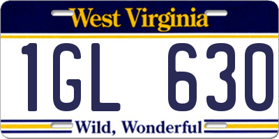 WV license plate 1GL630
