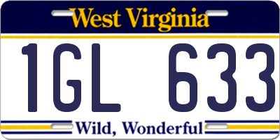 WV license plate 1GL633