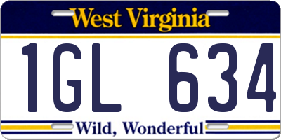 WV license plate 1GL634