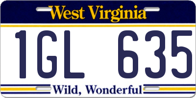 WV license plate 1GL635