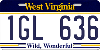 WV license plate 1GL636
