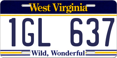 WV license plate 1GL637