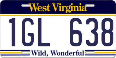 WV license plate 1GL638