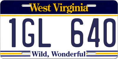 WV license plate 1GL640
